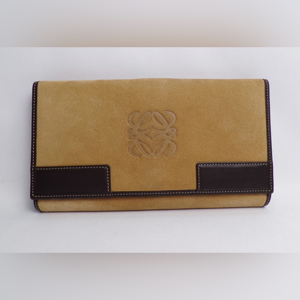 Loewe Tan Suede Brown leather wallet
